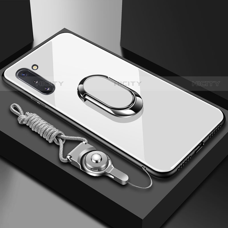 Carcasa Bumper Funda Silicona Espejo con Magnetico Anillo de dedo Soporte A01 para Samsung Galaxy Note 10 5G