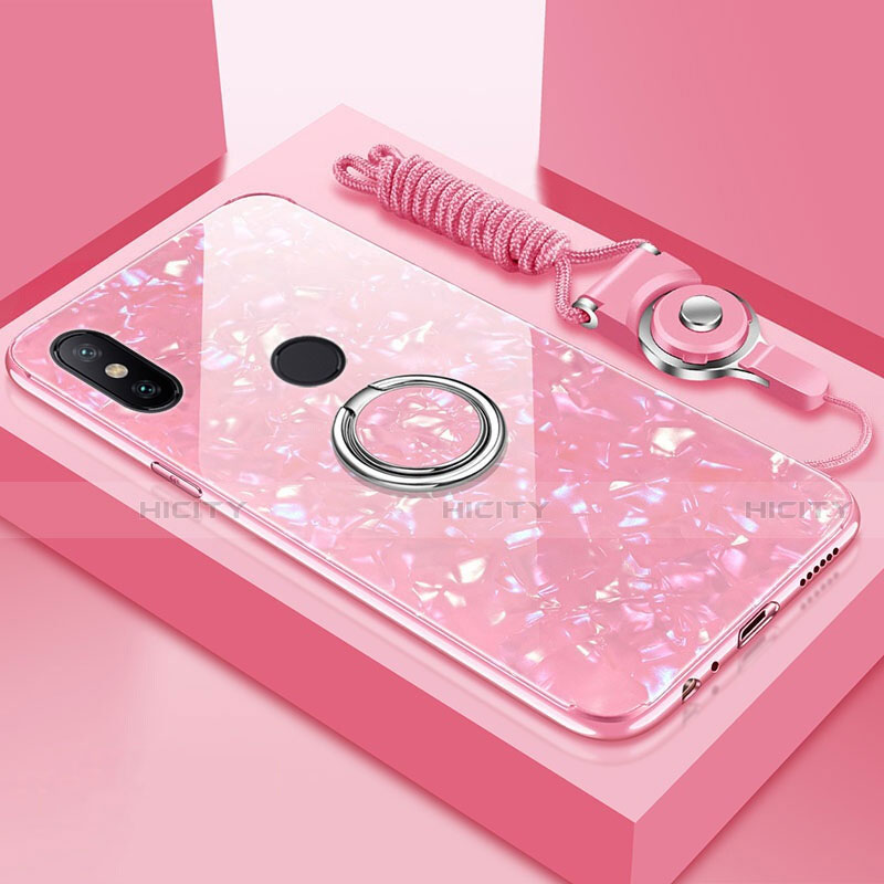 Carcasa Bumper Funda Silicona Espejo con Magnetico Anillo de dedo Soporte A01 para Xiaomi Mi 6X Oro Rosa