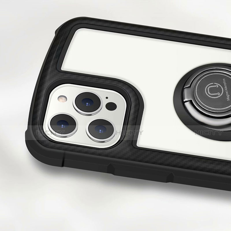 Carcasa Bumper Funda Silicona Espejo con Magnetico Anillo de dedo Soporte N01 para Apple iPhone 12 Pro Max