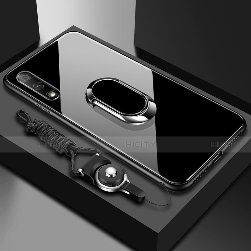 Carcasa Bumper Funda Silicona Espejo con Magnetico Anillo de dedo Soporte para Huawei Enjoy 10