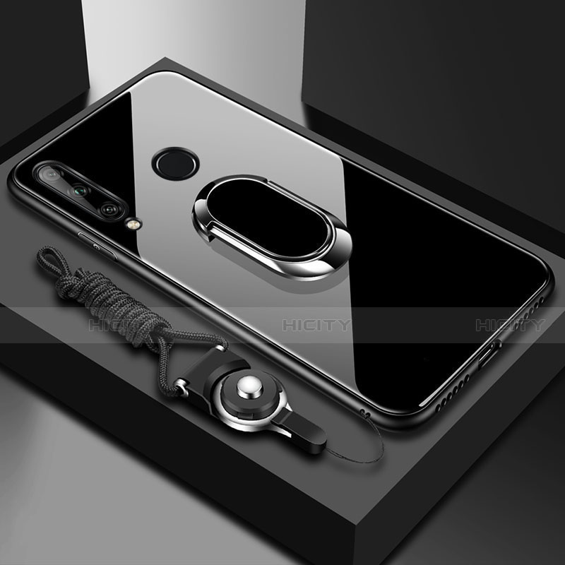 Carcasa Bumper Funda Silicona Espejo con Magnetico Anillo de dedo Soporte para Huawei Enjoy 10 Plus