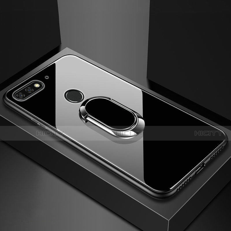 Carcasa Bumper Funda Silicona Espejo con Magnetico Anillo de dedo Soporte para Huawei Enjoy 8e