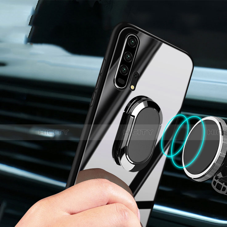 Carcasa Bumper Funda Silicona Espejo con Magnetico Anillo de dedo Soporte para Huawei Honor 20 Pro