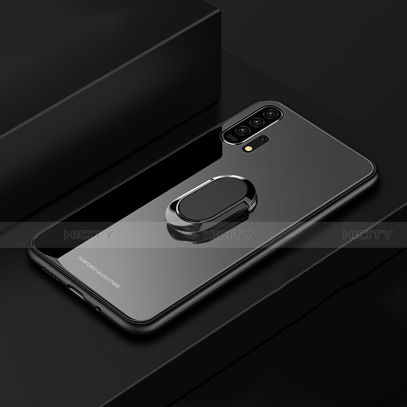 Carcasa Bumper Funda Silicona Espejo con Magnetico Anillo de dedo Soporte para Huawei Honor 20 Pro Negro