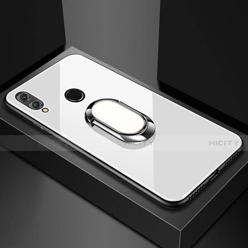 Carcasa Bumper Funda Silicona Espejo con Magnetico Anillo de dedo Soporte para Huawei Honor 8X Blanco