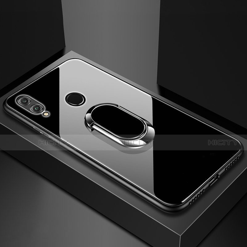 Carcasa Bumper Funda Silicona Espejo con Magnetico Anillo de dedo Soporte para Huawei Honor 8X Negro