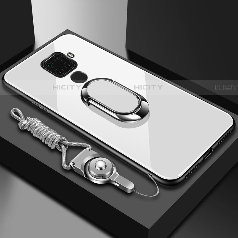 Carcasa Bumper Funda Silicona Espejo con Magnetico Anillo de dedo Soporte para Huawei Nova 5i Pro
