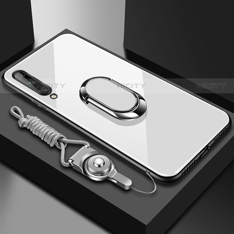 Carcasa Bumper Funda Silicona Espejo con Magnetico Anillo de dedo Soporte para Huawei P smart S