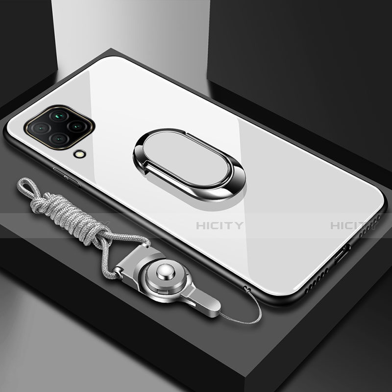 Carcasa Bumper Funda Silicona Espejo con Magnetico Anillo de dedo Soporte para Huawei P40 Lite