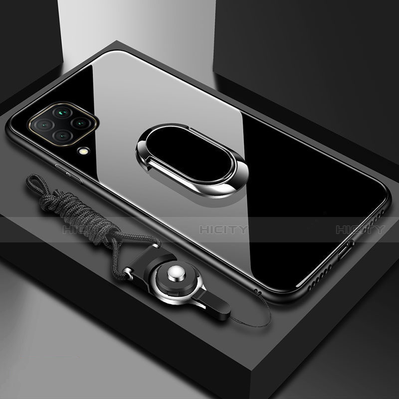 Carcasa Bumper Funda Silicona Espejo con Magnetico Anillo de dedo Soporte para Huawei P40 Lite Negro