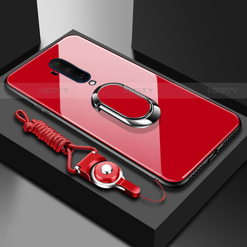 Carcasa Bumper Funda Silicona Espejo con Magnetico Anillo de dedo Soporte para OnePlus 7T Pro