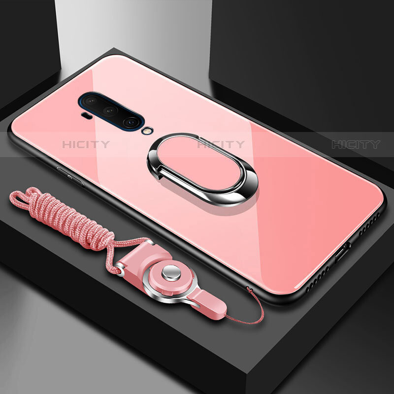 Carcasa Bumper Funda Silicona Espejo con Magnetico Anillo de dedo Soporte para OnePlus 7T Pro