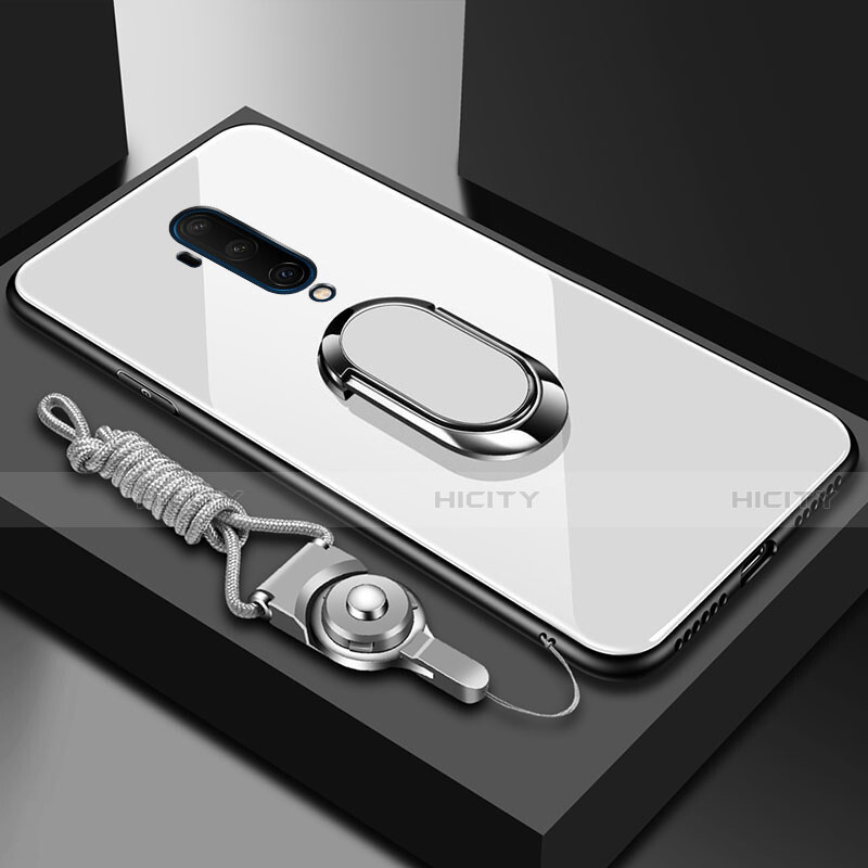 Carcasa Bumper Funda Silicona Espejo con Magnetico Anillo de dedo Soporte para OnePlus 7T Pro 5G