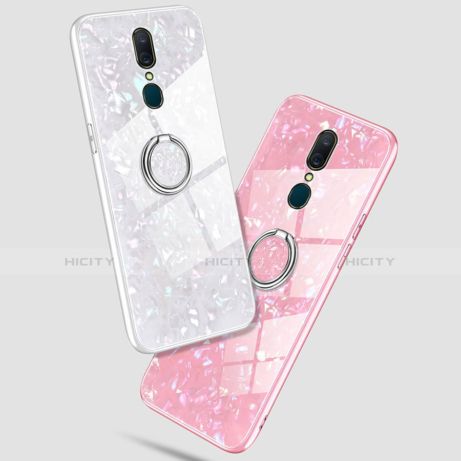 Carcasa Bumper Funda Silicona Espejo con Magnetico Anillo de dedo Soporte para Oppo A9X