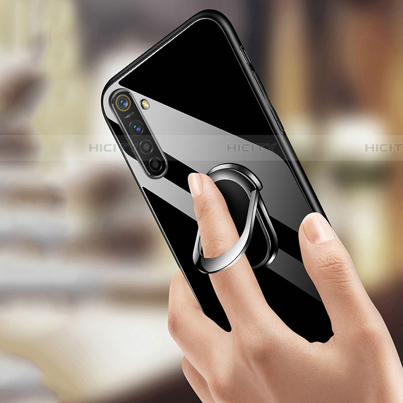 Carcasa Bumper Funda Silicona Espejo con Magnetico Anillo de dedo Soporte para Realme X2