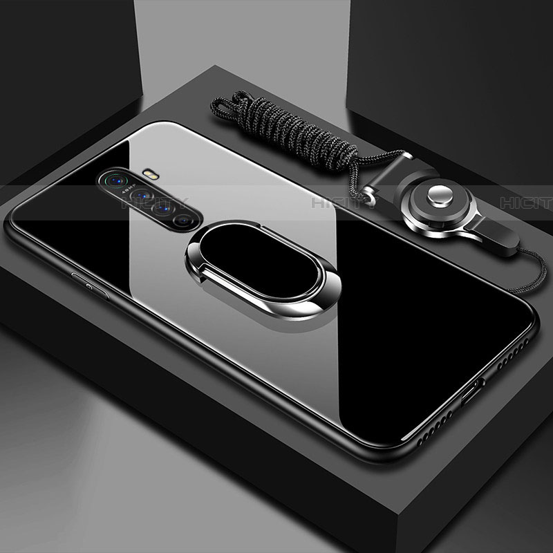 Carcasa Bumper Funda Silicona Espejo con Magnetico Anillo de dedo Soporte para Realme X2 Pro