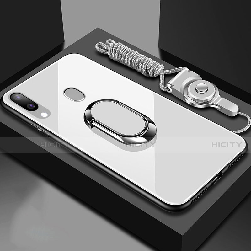 Carcasa Bumper Funda Silicona Espejo con Magnetico Anillo de dedo Soporte para Samsung Galaxy A30