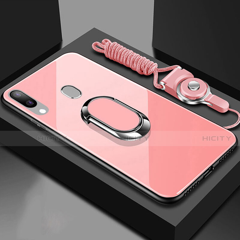 Carcasa Bumper Funda Silicona Espejo con Magnetico Anillo de dedo Soporte para Samsung Galaxy A30