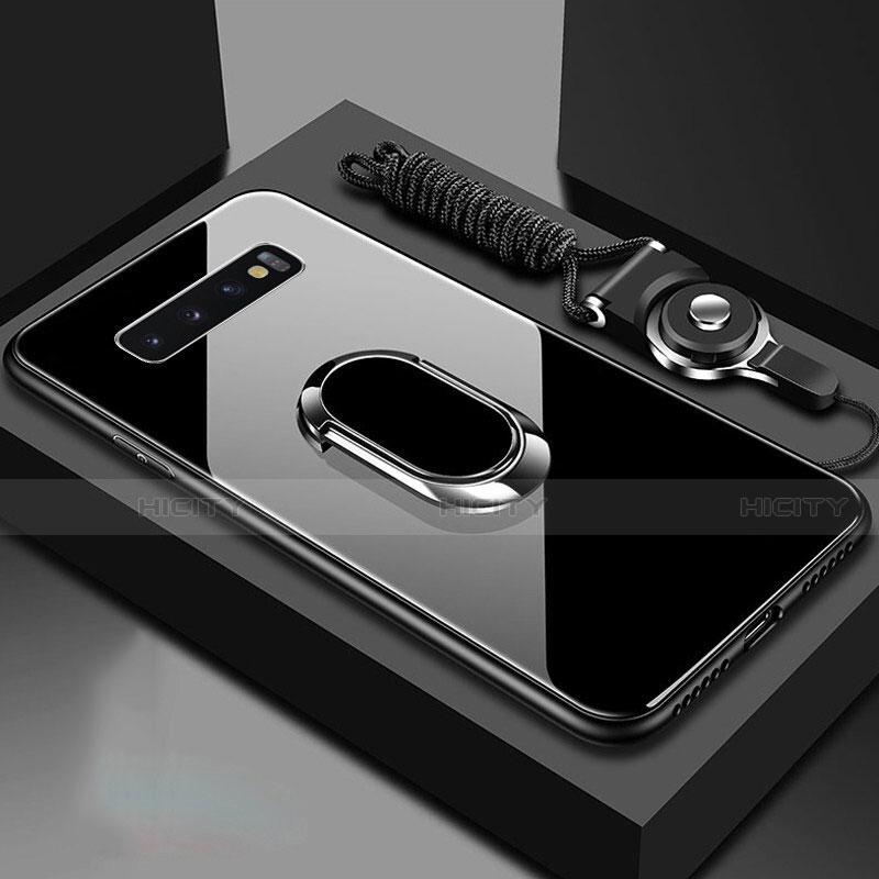 Carcasa Bumper Funda Silicona Espejo con Magnetico Anillo de dedo Soporte para Samsung Galaxy S10