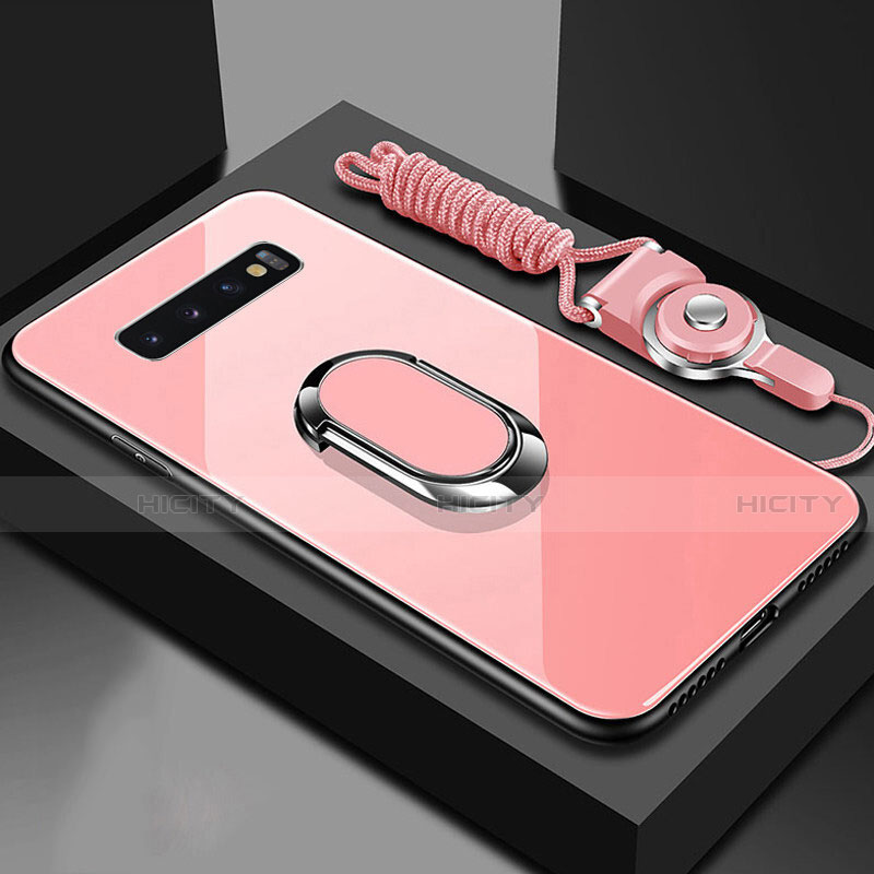 Carcasa Bumper Funda Silicona Espejo con Magnetico Anillo de dedo Soporte para Samsung Galaxy S10