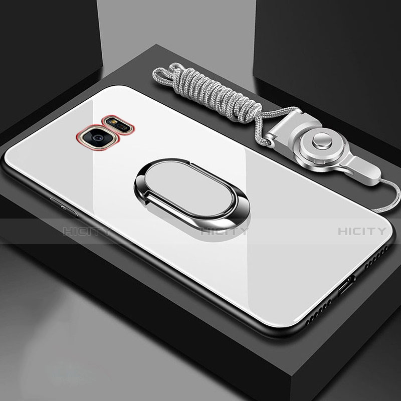 Carcasa Bumper Funda Silicona Espejo con Magnetico Anillo de dedo Soporte para Samsung Galaxy S7 Edge G935F