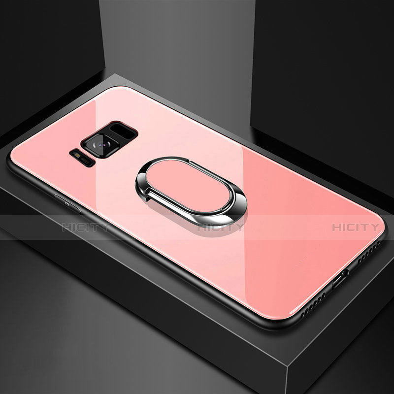 Carcasa Bumper Funda Silicona Espejo con Magnetico Anillo de dedo Soporte para Samsung Galaxy S8