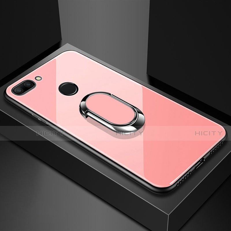 Carcasa Bumper Funda Silicona Espejo con Magnetico Anillo de dedo Soporte para Xiaomi Mi 8 Lite Oro Rosa