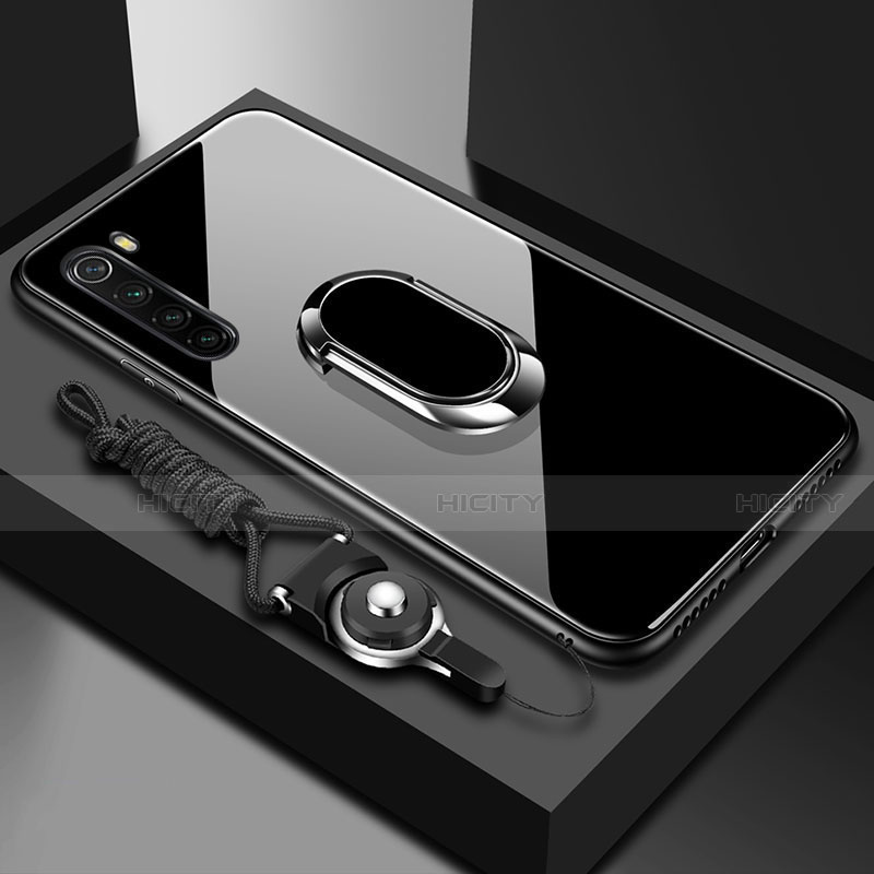 Carcasa Bumper Funda Silicona Espejo con Magnetico Anillo de dedo Soporte para Xiaomi Redmi Note 8