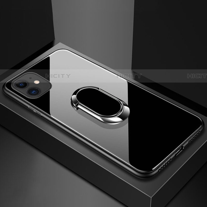 Carcasa Bumper Funda Silicona Espejo con Magnetico Anillo de dedo Soporte T01 para Apple iPhone 11