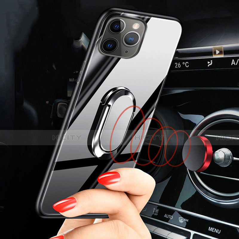 Carcasa Bumper Funda Silicona Espejo con Magnetico Anillo de dedo Soporte T01 para Apple iPhone 11 Pro