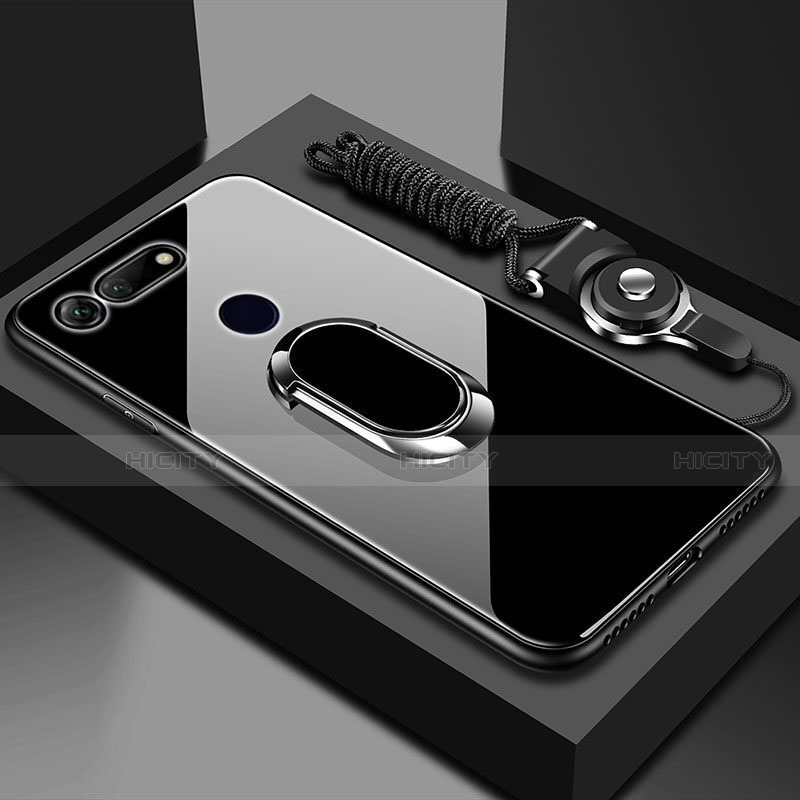 Carcasa Bumper Funda Silicona Espejo con Magnetico Anillo de dedo Soporte T01 para Huawei Honor View 20