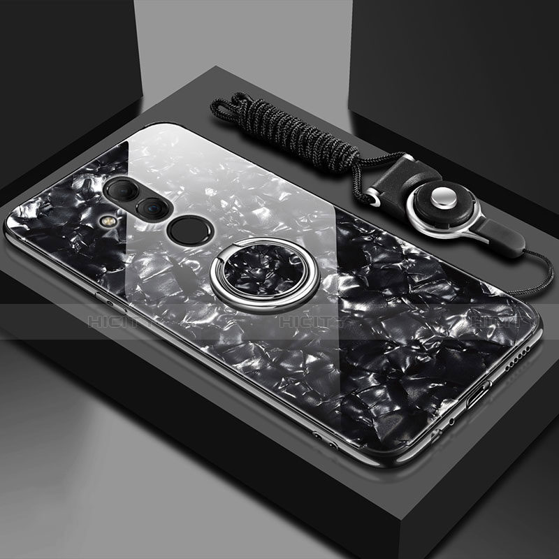 Carcasa Bumper Funda Silicona Espejo con Magnetico Anillo de dedo Soporte T01 para Huawei Mate 20 Lite