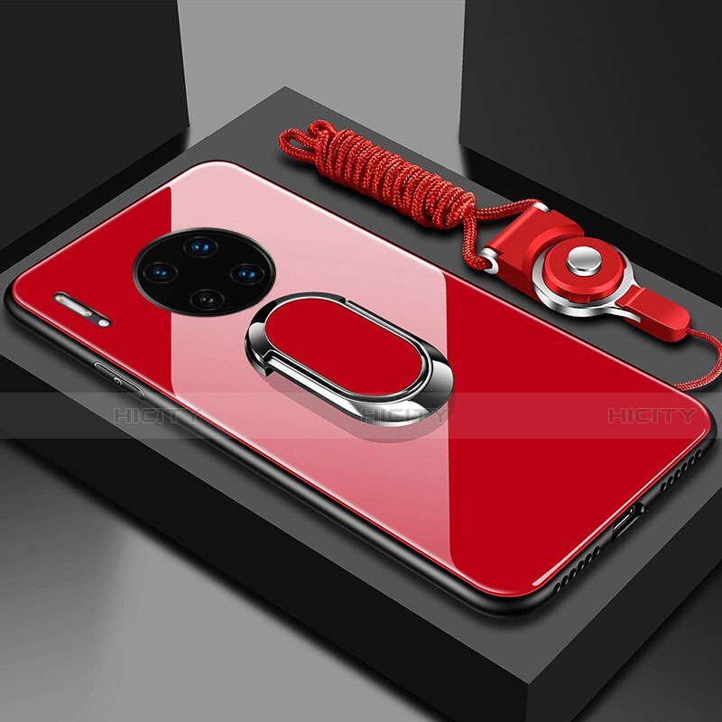 Carcasa Bumper Funda Silicona Espejo con Magnetico Anillo de dedo Soporte T01 para Huawei Mate 30 5G