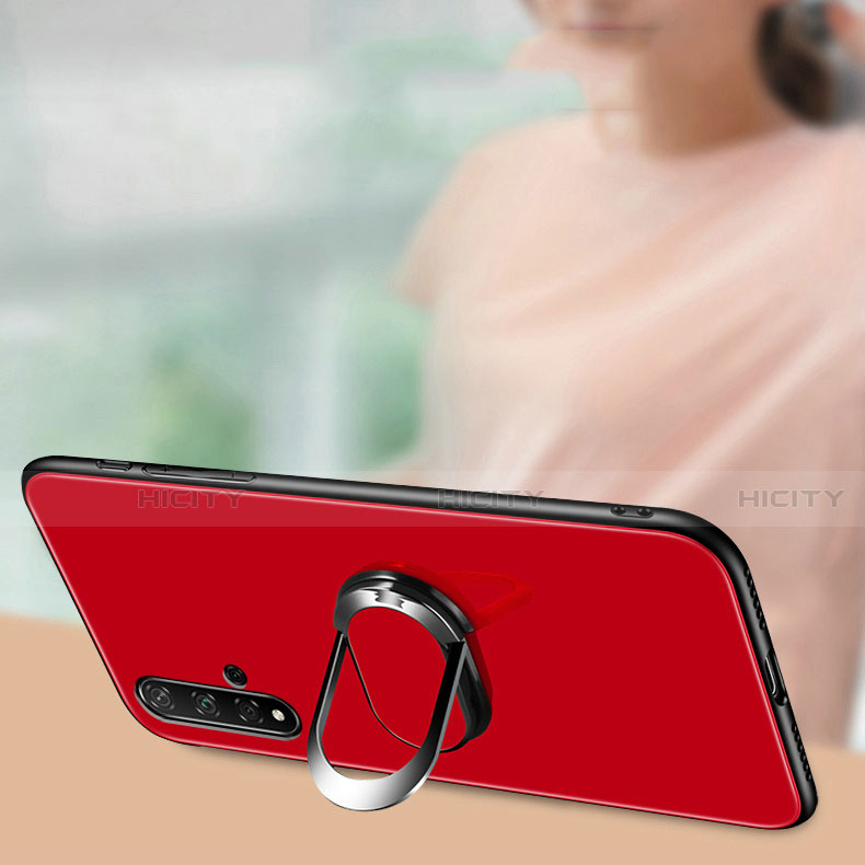 Carcasa Bumper Funda Silicona Espejo con Magnetico Anillo de dedo Soporte T01 para Huawei Nova 5