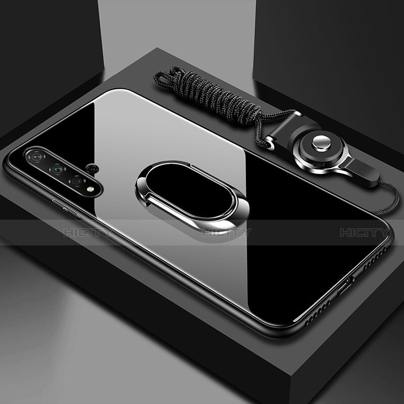 Carcasa Bumper Funda Silicona Espejo con Magnetico Anillo de dedo Soporte T01 para Huawei Nova 5 Pro