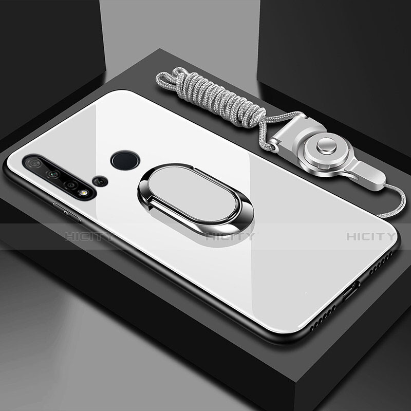 Carcasa Bumper Funda Silicona Espejo con Magnetico Anillo de dedo Soporte T01 para Huawei Nova 5i