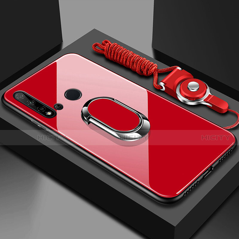 Carcasa Bumper Funda Silicona Espejo con Magnetico Anillo de dedo Soporte T01 para Huawei Nova 5i