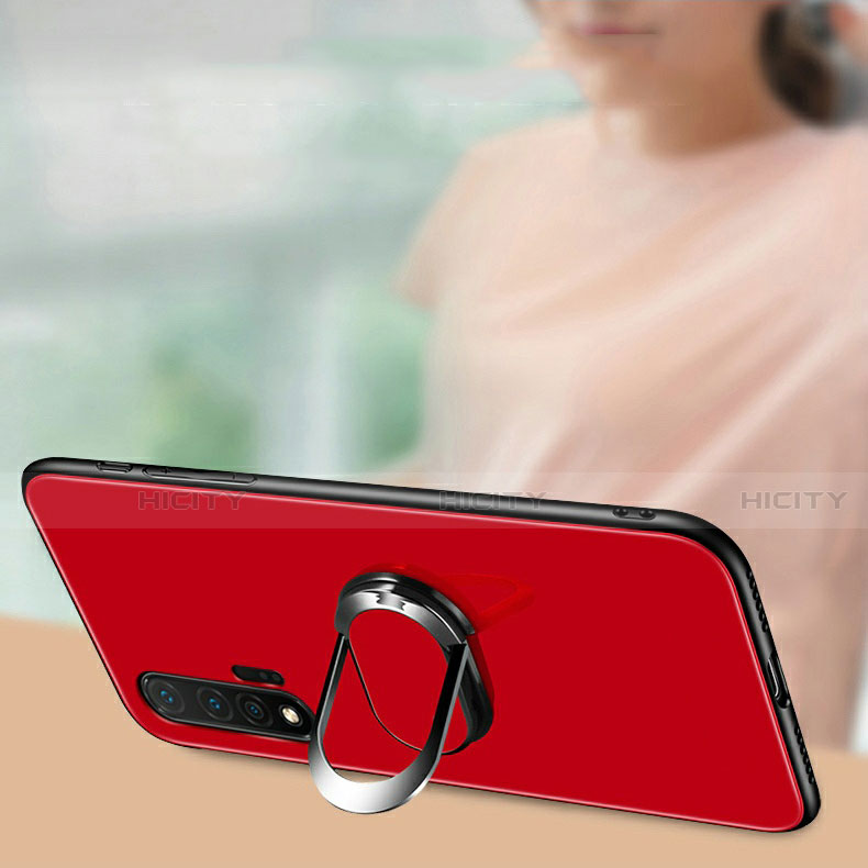 Carcasa Bumper Funda Silicona Espejo con Magnetico Anillo de dedo Soporte T01 para Huawei Nova 6 5G