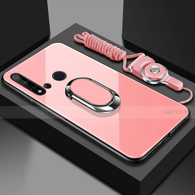 Carcasa Bumper Funda Silicona Espejo con Magnetico Anillo de dedo Soporte T01 para Huawei P20 Lite (2019)