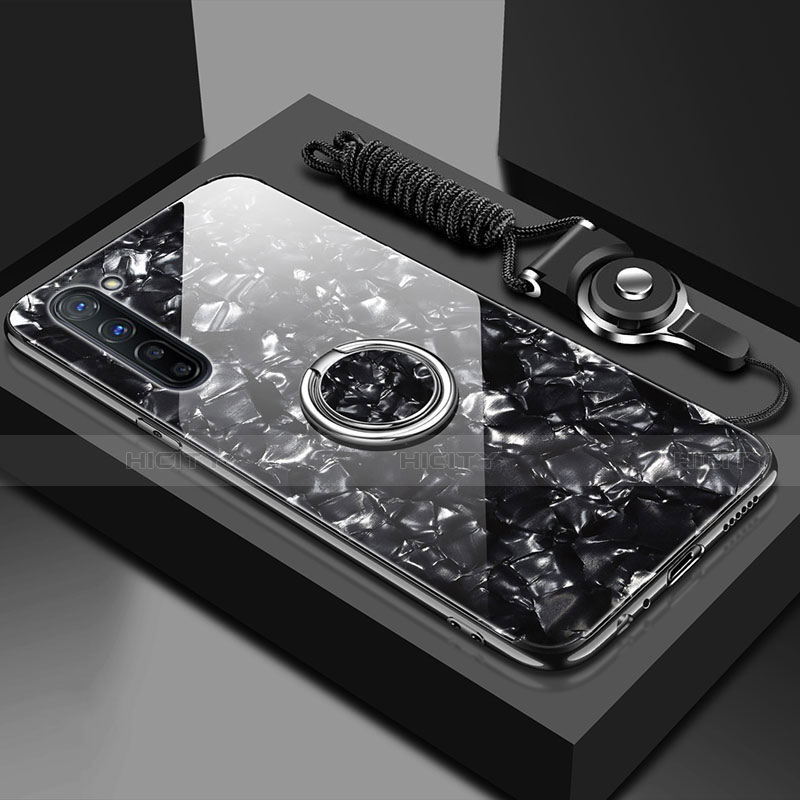 Carcasa Bumper Funda Silicona Espejo con Magnetico Anillo de dedo Soporte T01 para Oppo F15