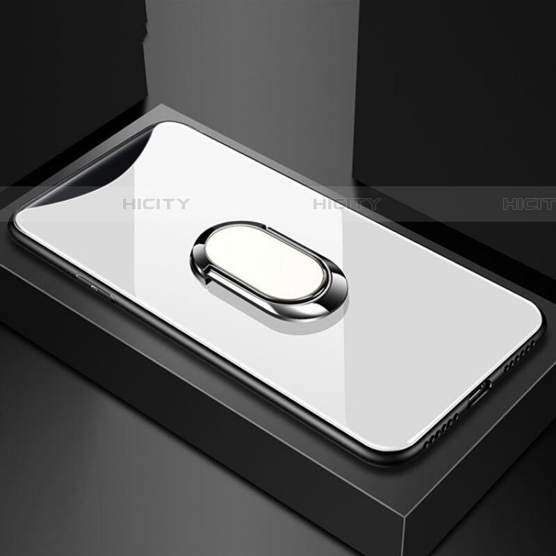 Carcasa Bumper Funda Silicona Espejo con Magnetico Anillo de dedo Soporte T01 para Oppo Find X