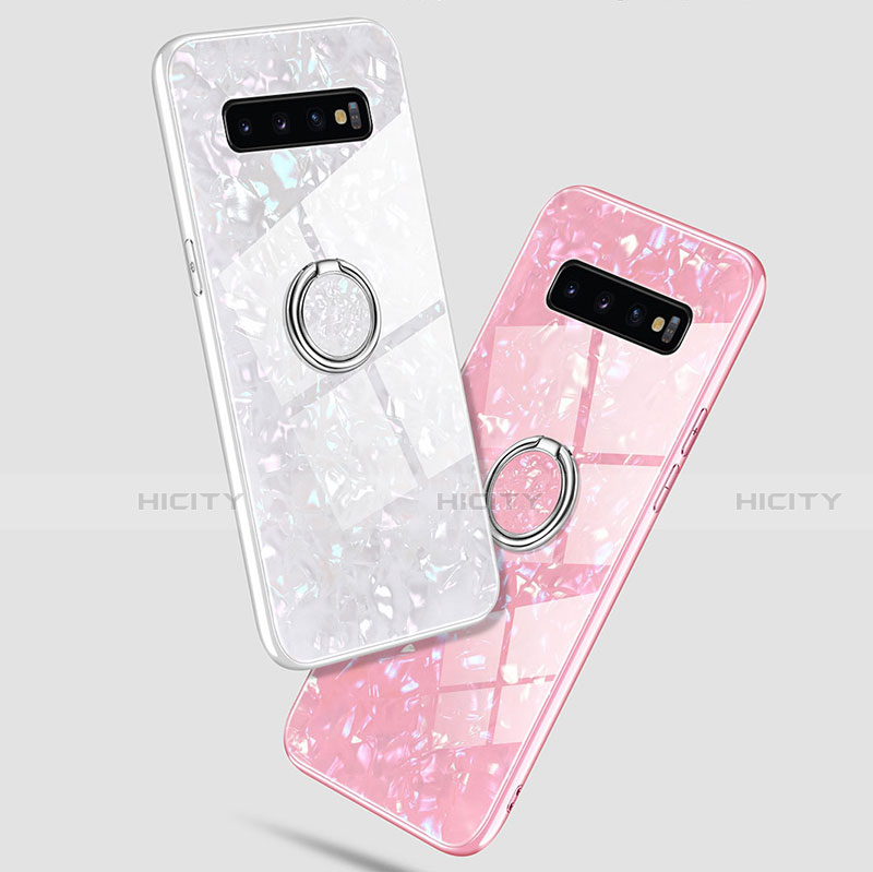 Carcasa Bumper Funda Silicona Espejo con Magnetico Anillo de dedo Soporte T01 para Samsung Galaxy S10 Plus