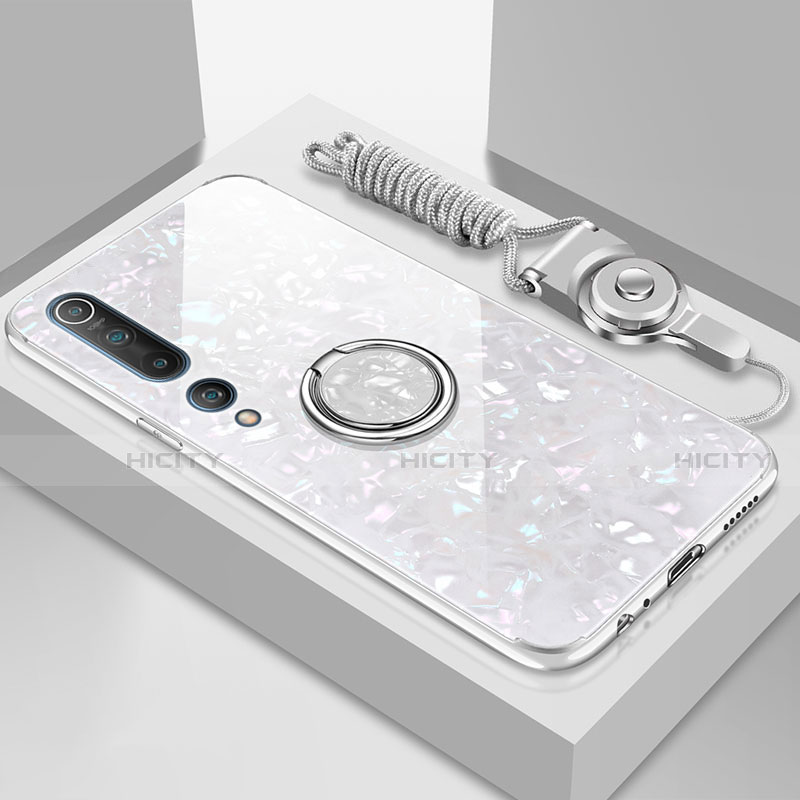 Carcasa Bumper Funda Silicona Espejo con Magnetico Anillo de dedo Soporte T01 para Xiaomi Mi 10