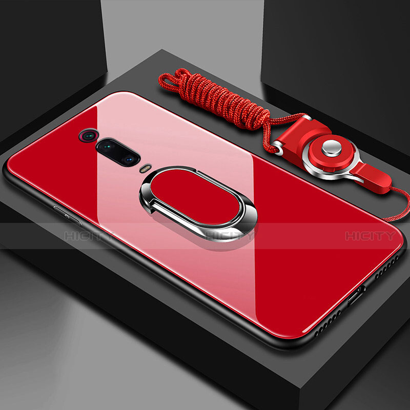 Carcasa Bumper Funda Silicona Espejo con Magnetico Anillo de dedo Soporte T01 para Xiaomi Mi 9T