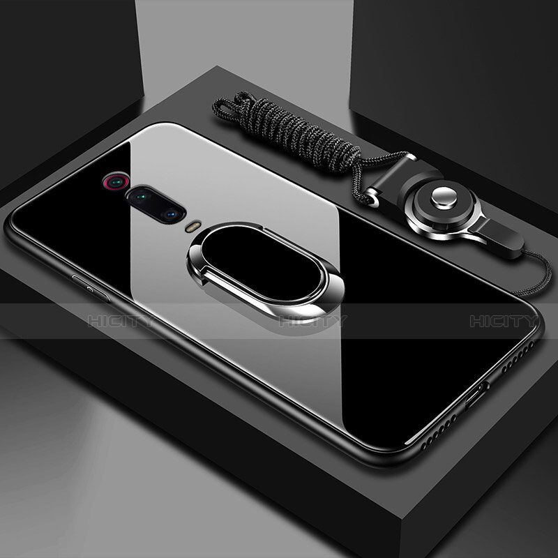 Carcasa Bumper Funda Silicona Espejo con Magnetico Anillo de dedo Soporte T01 para Xiaomi Mi 9T