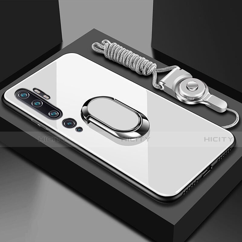 Carcasa Bumper Funda Silicona Espejo con Magnetico Anillo de dedo Soporte T01 para Xiaomi Mi Note 10