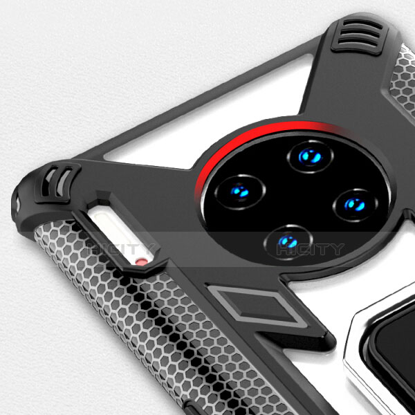 Carcasa Bumper Funda Silicona Espejo con Magnetico Anillo de dedo Soporte T02 para Huawei Mate 30E Pro 5G