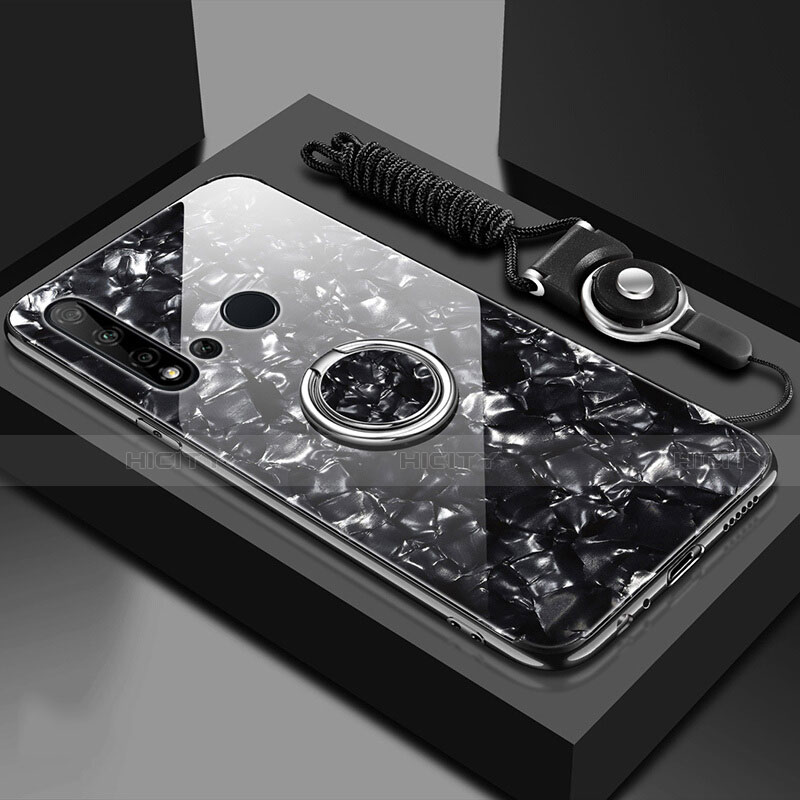 Carcasa Bumper Funda Silicona Espejo con Magnetico Anillo de dedo Soporte T02 para Huawei Nova 5i