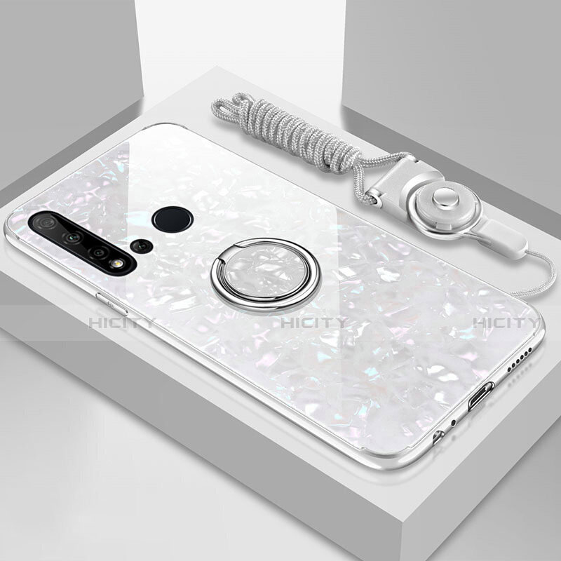 Carcasa Bumper Funda Silicona Espejo con Magnetico Anillo de dedo Soporte T02 para Huawei Nova 5i