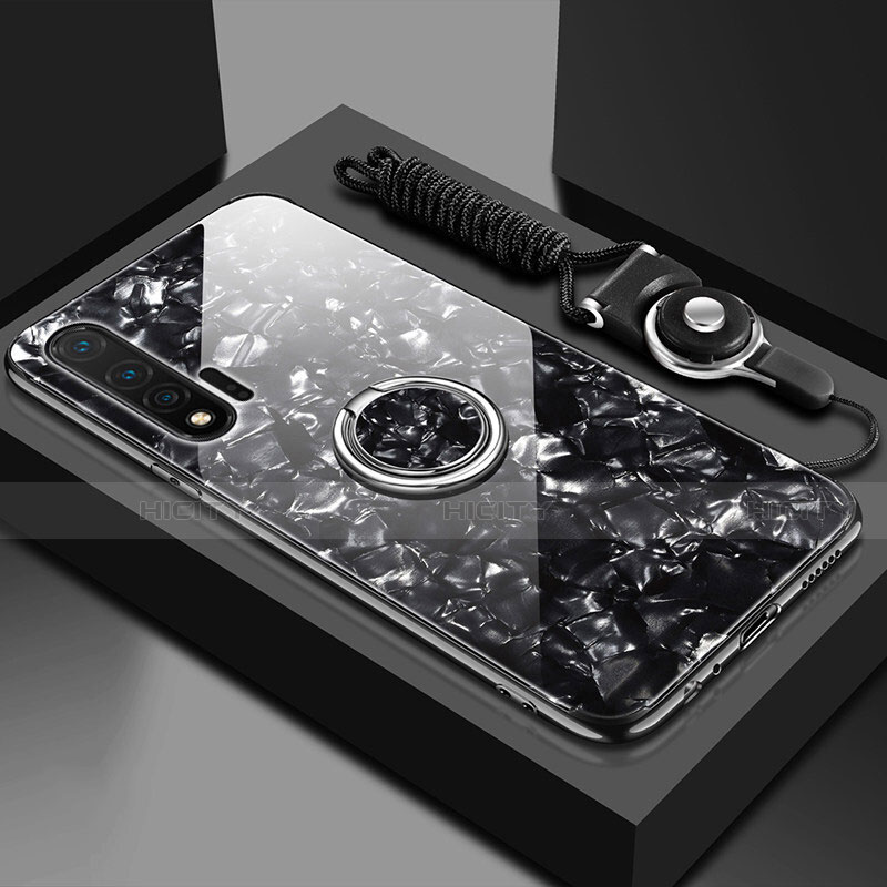 Carcasa Bumper Funda Silicona Espejo con Magnetico Anillo de dedo Soporte T02 para Huawei Nova 6